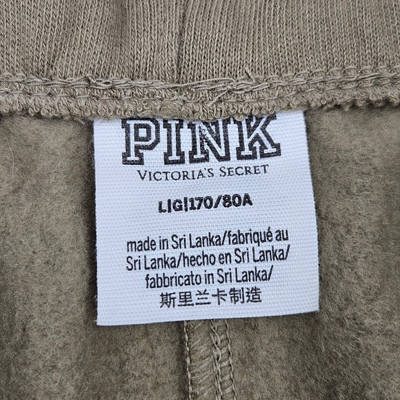 PINK Victoria's Secret Olive Green Fleece Lounge Shorts Raw Hem Womens Large - Picture 9 of 9